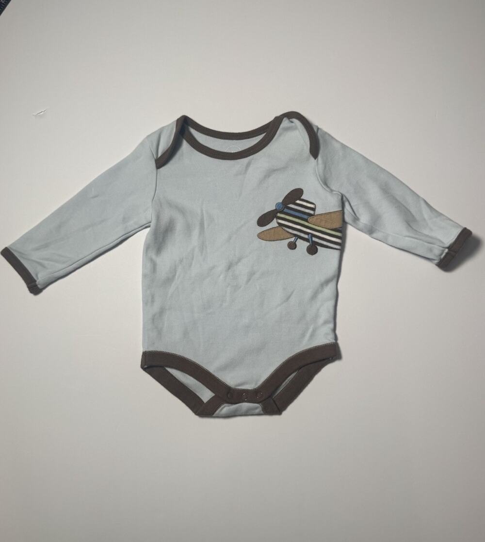 Gymboree Baby Boy Airplane Bodysuit 3-6 Months Blue Long Sleeve Cotton